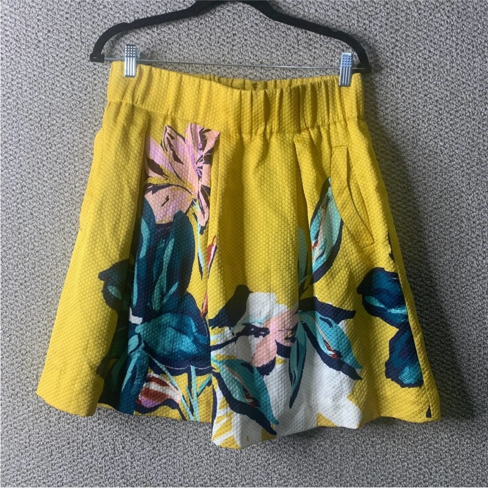 Anthropologie Maeve Womens Skirt Size 12 Yellow Floral